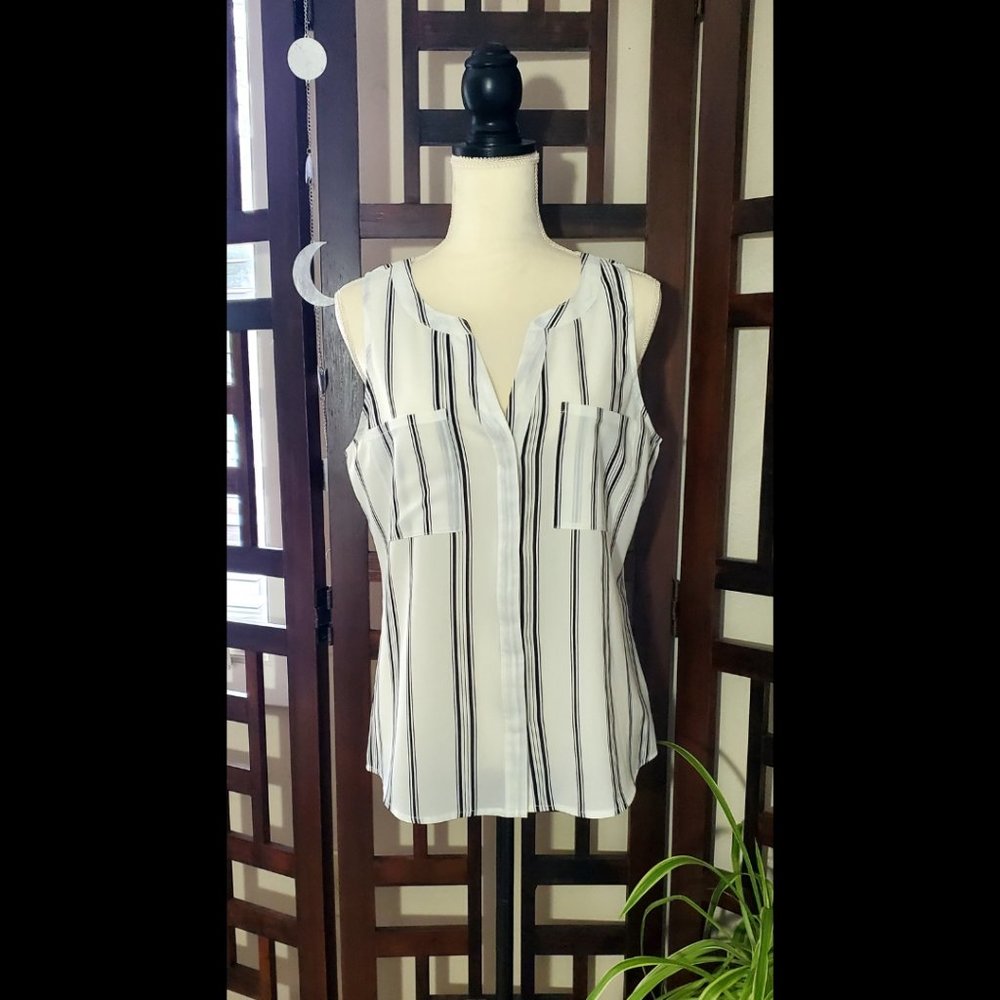 Sanctuary Stripe Sleeveless Top (Size L)